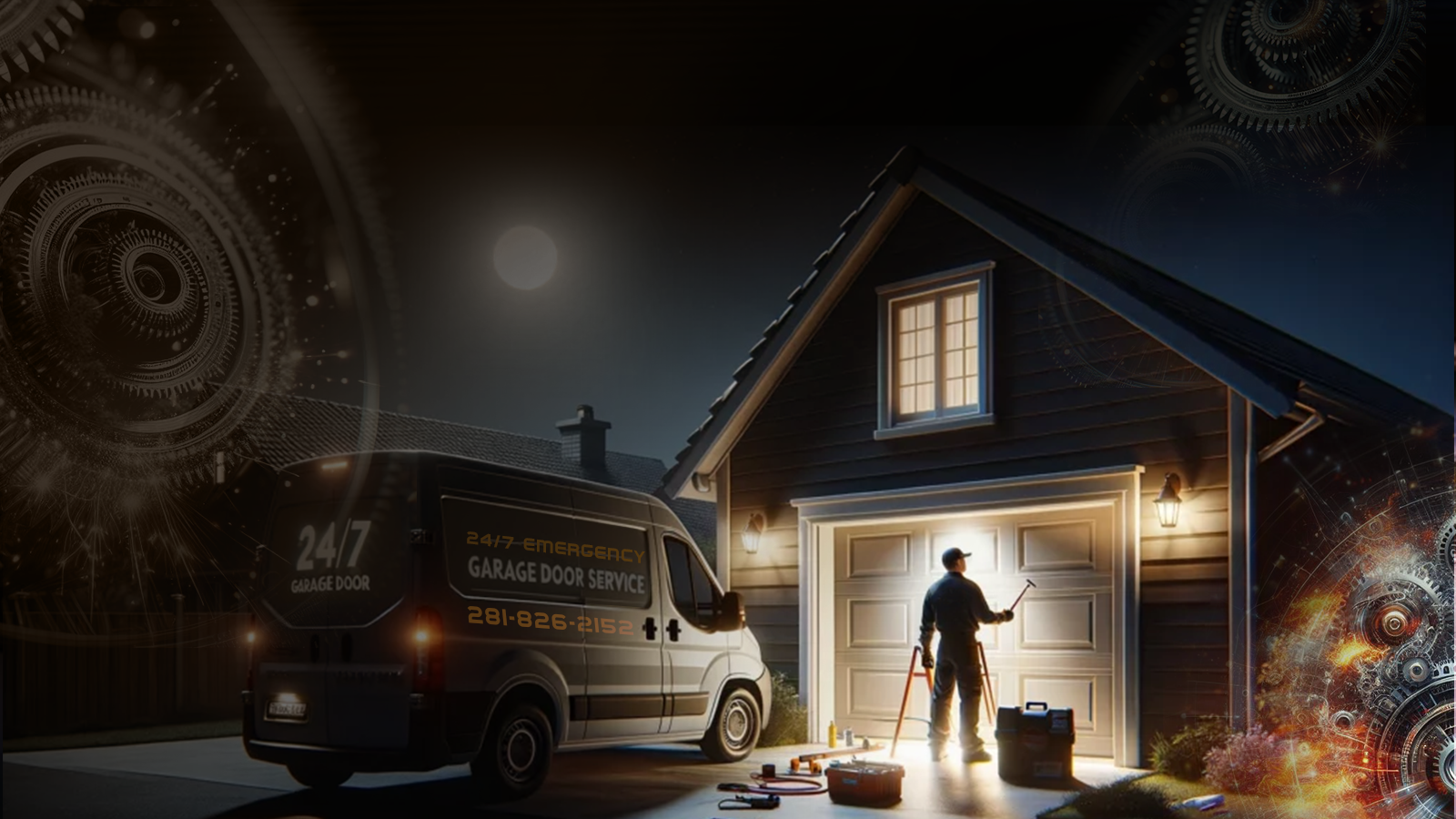 Garage door Emergency service background