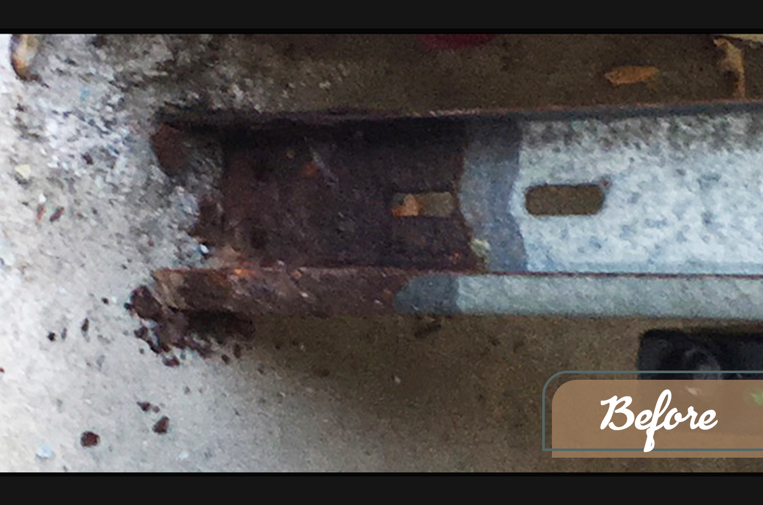Replace garage door track - before service